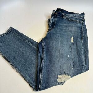 Foreign Exchange Women's Distressed Cropped Jeans - Medium Blue